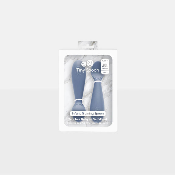 The Tiny Spoon in Indigo by ezpz / Small, Sensory Silicone Spoon for Babies #color_indigo / Indigo Baby-Led™ Tiny Spoons – First Feeding Spoons for Independent Littles 