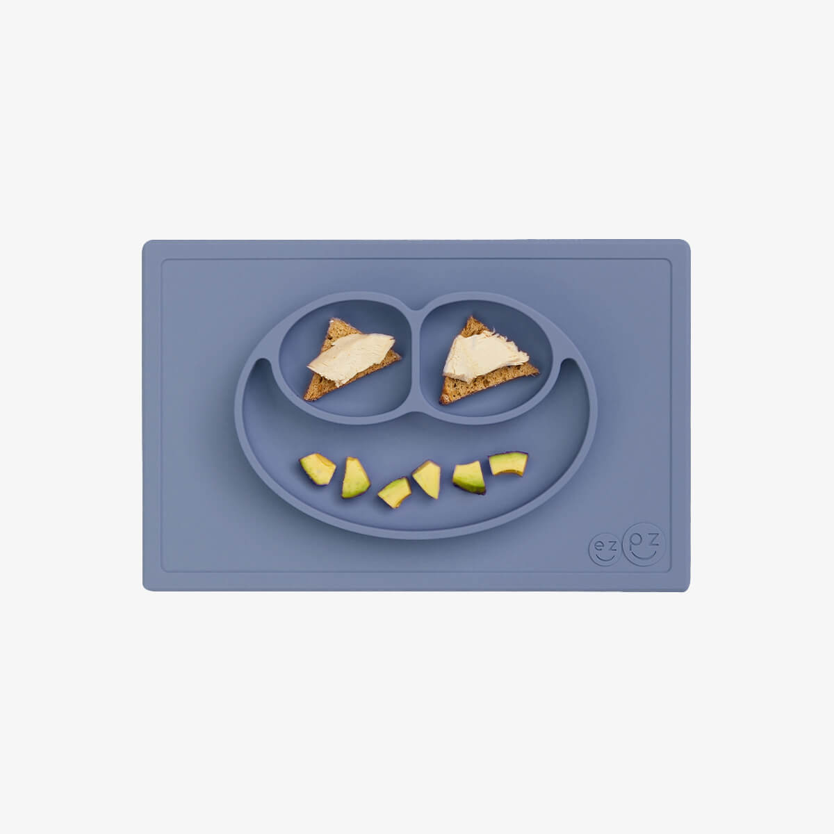 Happy Mat in Indigo by ezpz / The Original All-In-One Silicone Plates & Placemats that Stick to the Table #color_indigo