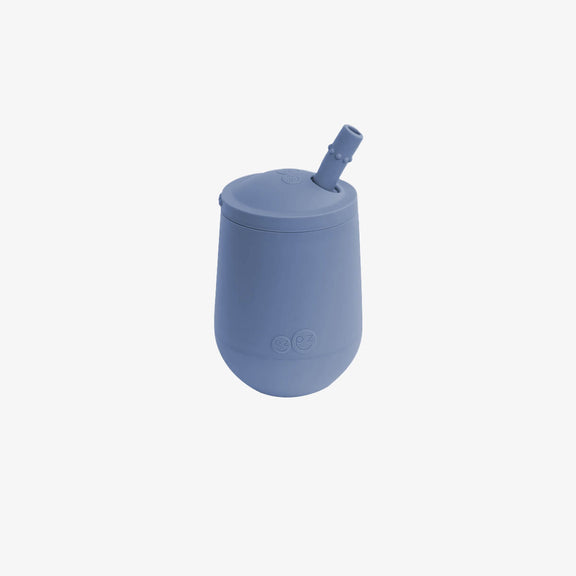 The Mini Cup + Straw in Indigo by ezpz / Silicone Drinking Cup and Straw Training System for Toddlers #color_indigo