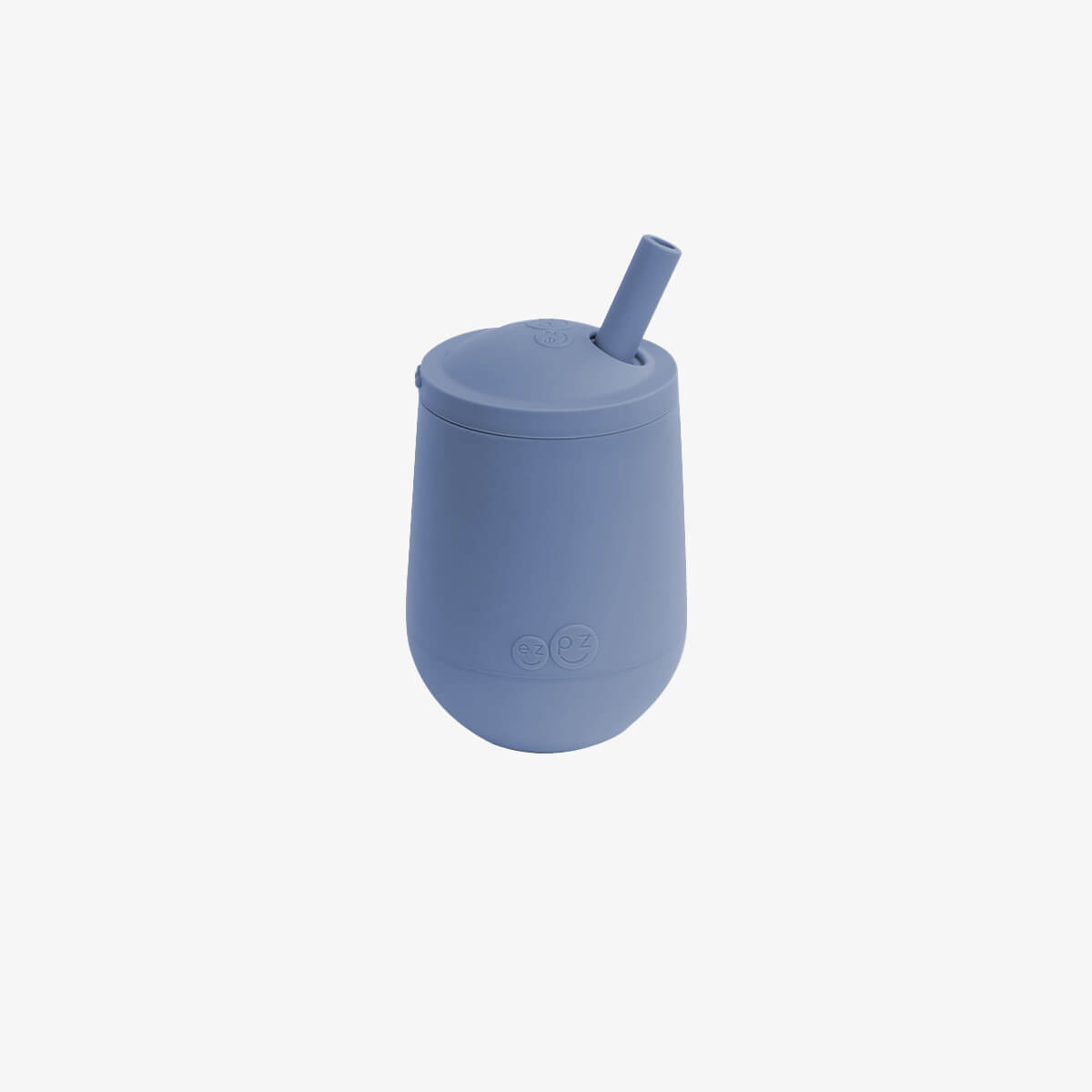 The Mini Cup + Straw in Indigo by ezpz / Silicone Drinking Cup and Straw Training System for Toddlers #color_indigo