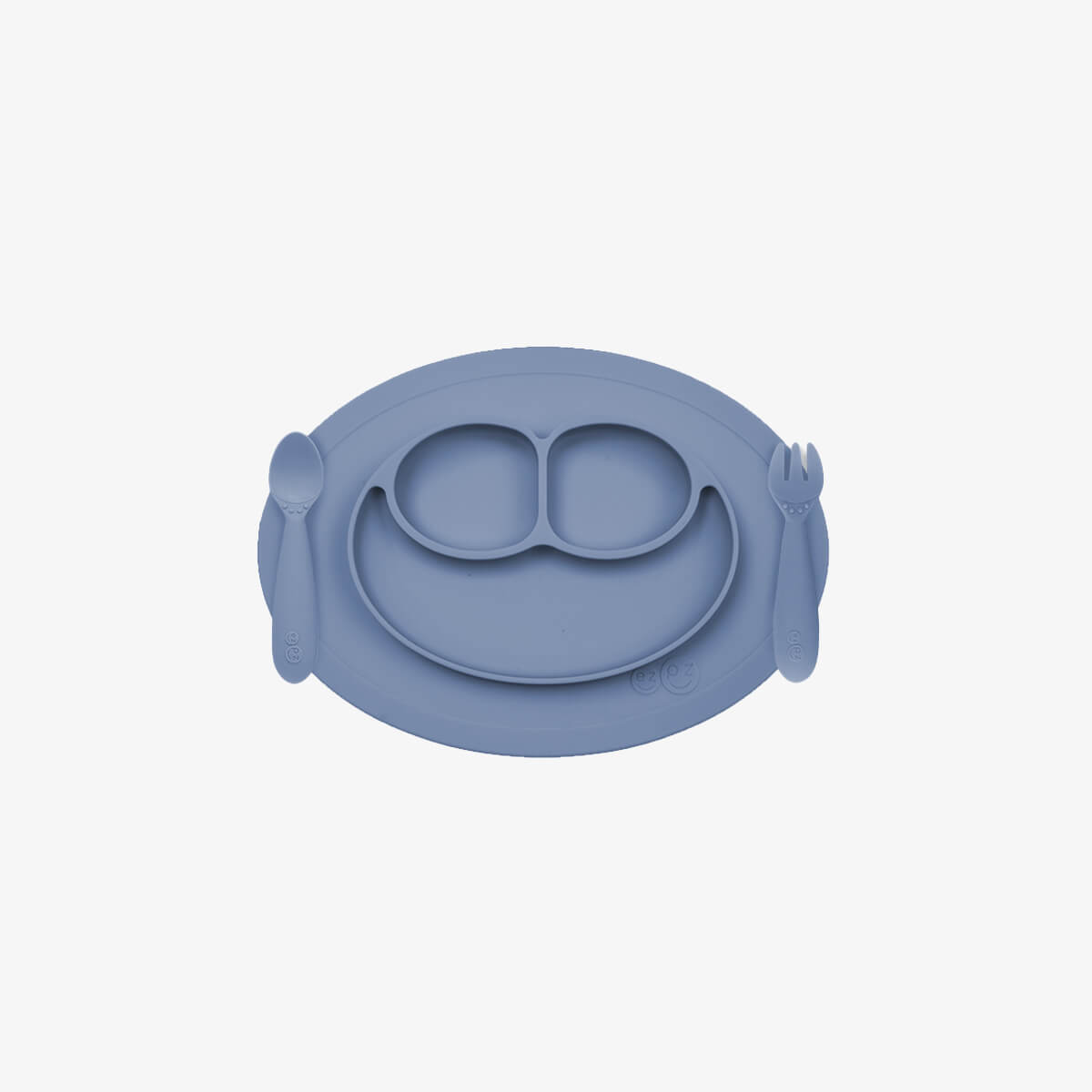 Mini Feeding Set in Indigo by ezpz / Silicone Plate, Fork & Spoon for Toddlers #color_indigo