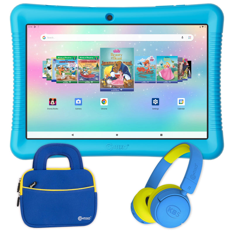 Contixo K102 10" Kids Tablet Bundle, Bluetooth Headphones, Carrying Case & Stylus Included