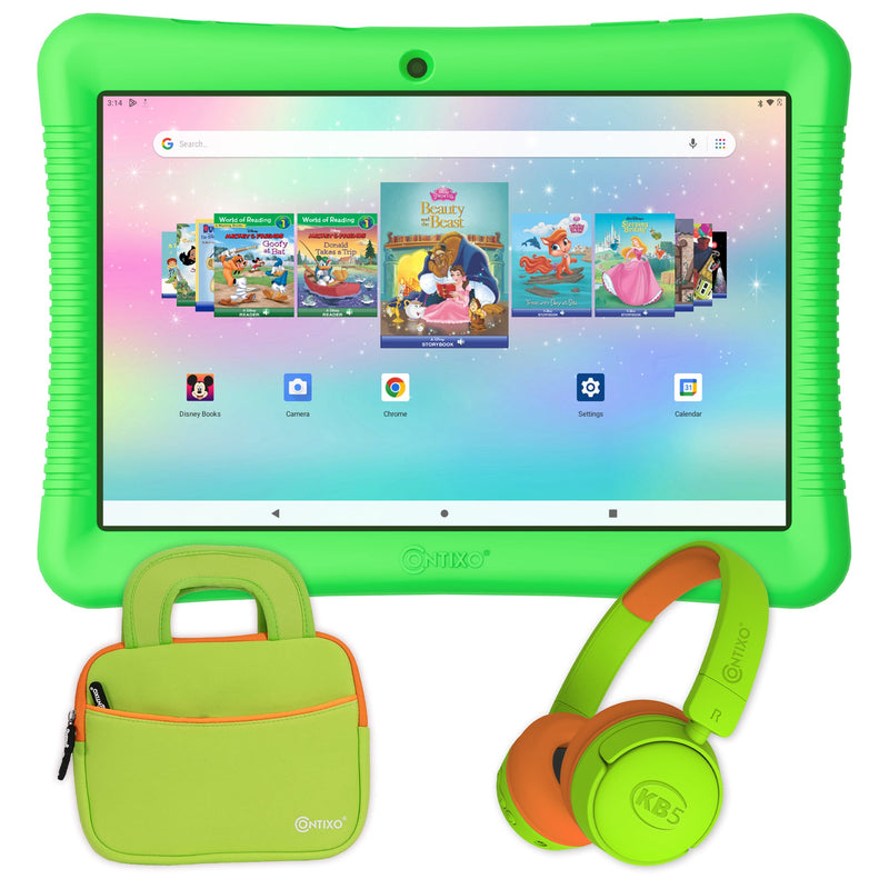 Contixo K102 10" Kids Tablet Bundle, Bluetooth Headphones, Carrying Case & Stylus Included