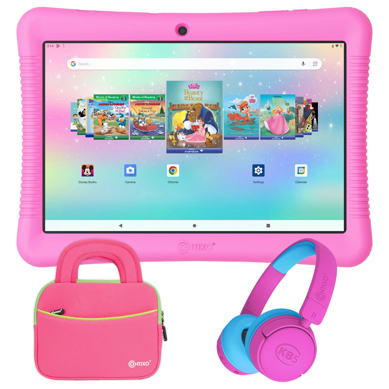 Contixo K102 10" Kids Tablet Bundle, Bluetooth Headphones, Carrying Case & Stylus Included