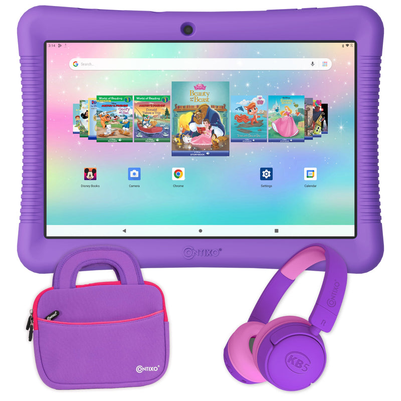 Contixo K102 10" Kids Tablet Bundle, Bluetooth Headphones, Carrying Case & Stylus Included