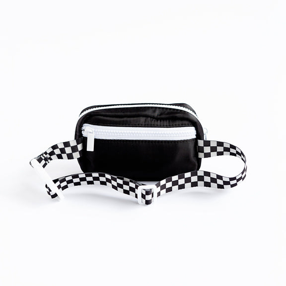Kids Adjustable Check Strap Black Belt Bag by Big Little Wish
