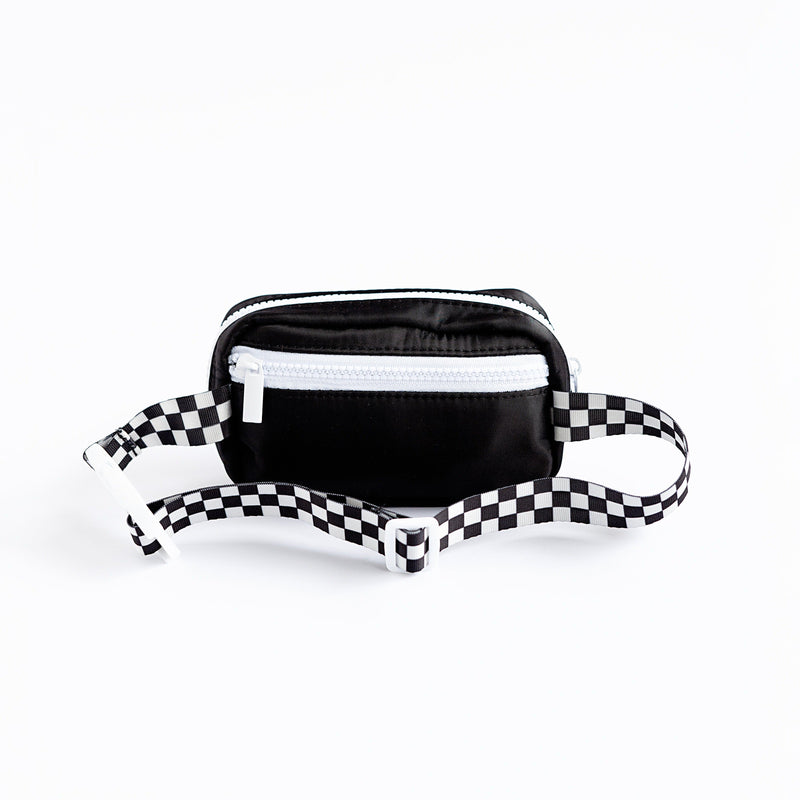 Kids Adjustable Check Strap Black Belt Bag by Big Little Wish