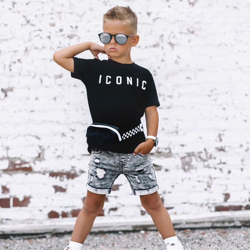 Kids Adjustable Check Strap Black Belt Bag by Big Little Wish