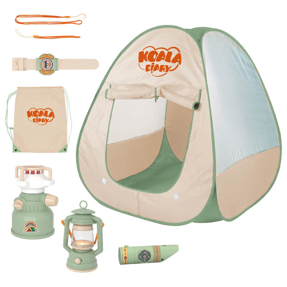 Kids Camping Set - Pretend Play Tent with Toy Campfire & Lantern by Contixo
