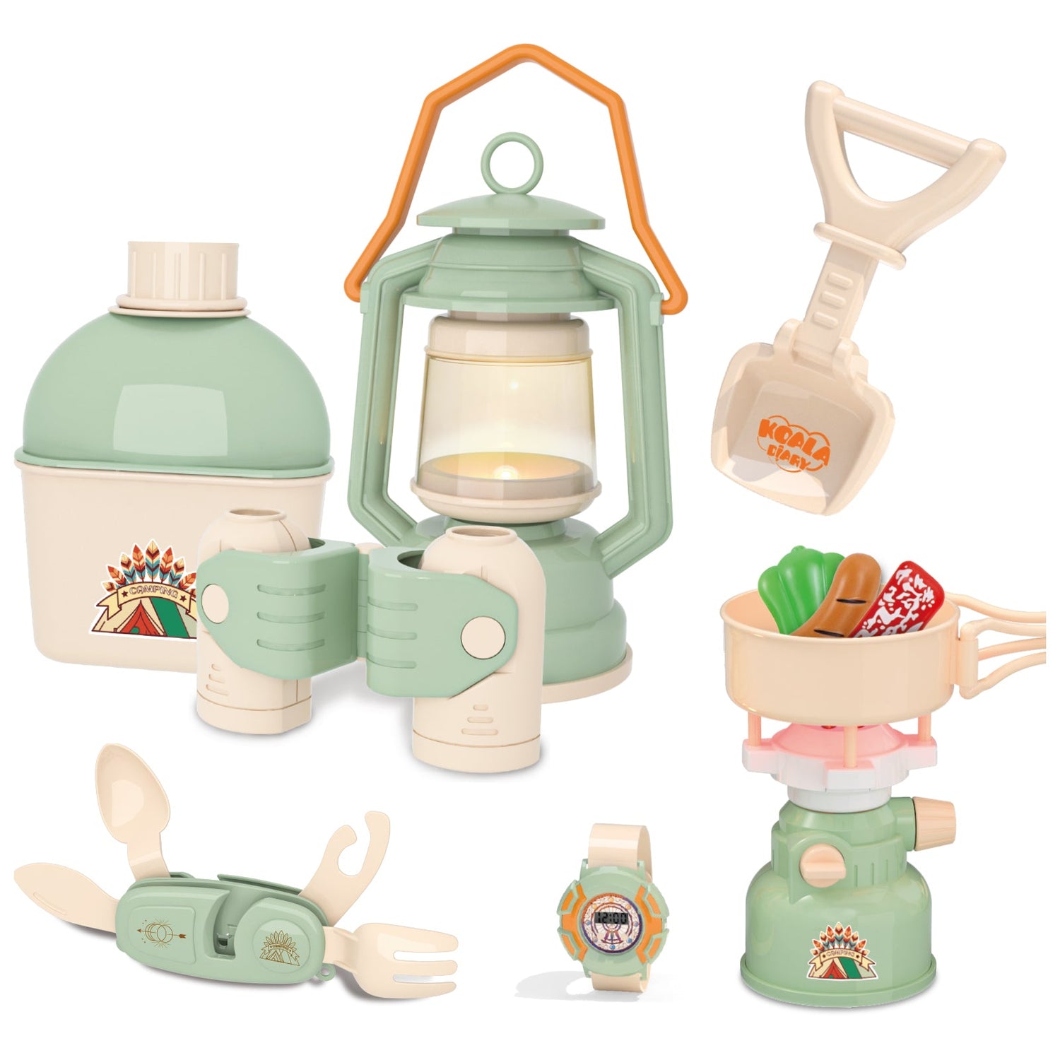 Kids Camping Set - Pretend Play Tent with Toy Campfire & Lantern by Contixo