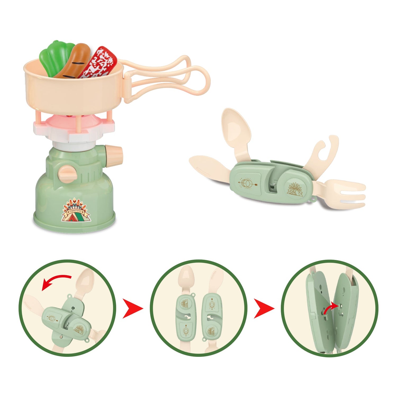 Kids Camping Set - Pretend Play Tent with Toy Campfire & Lantern by Contixo