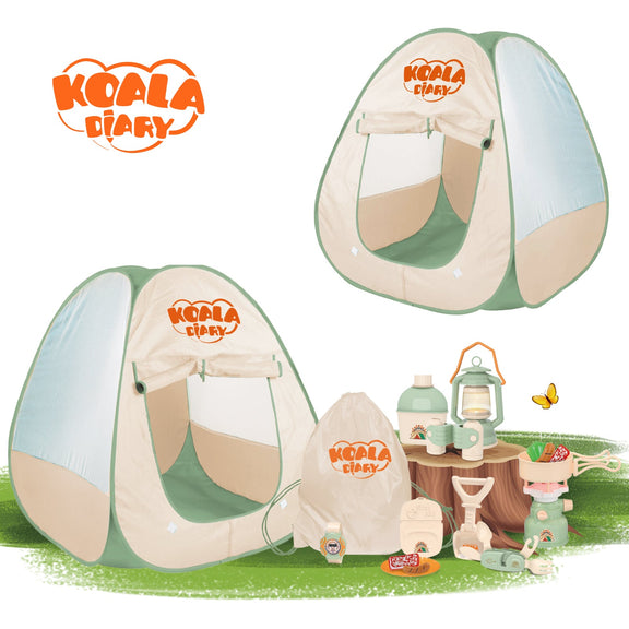 Kids Camping Set - Pretend Play Tent with Toy Campfire & Lantern by Contixo