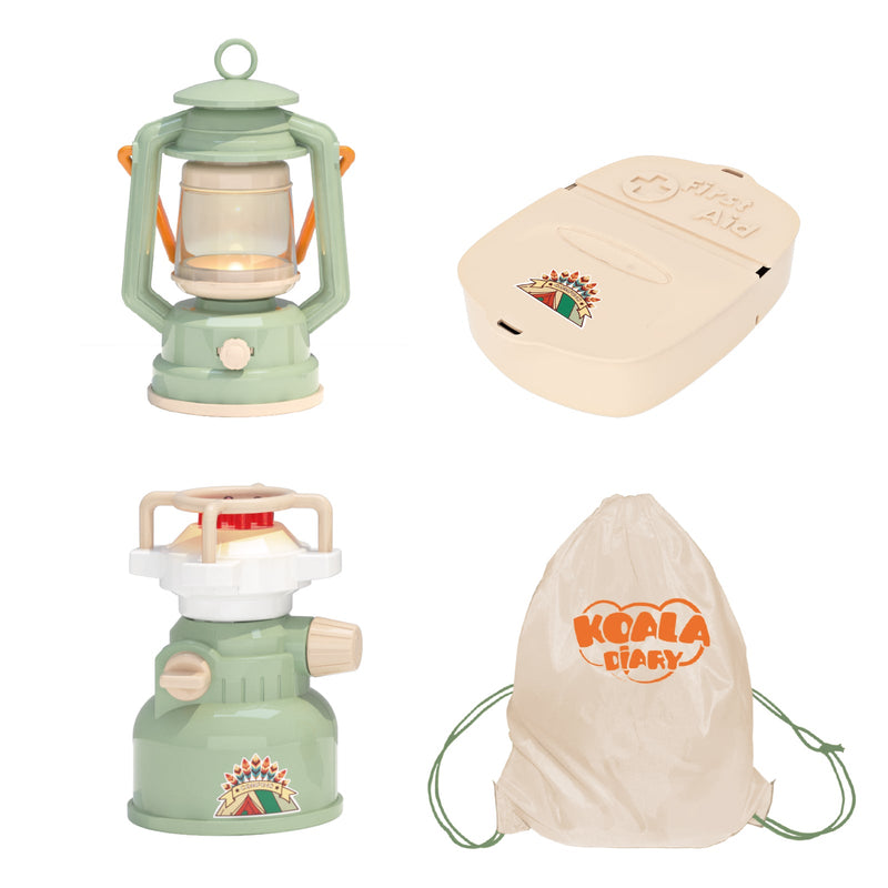Kids Camping Set - Pretend Play Tent with Toy Campfire & Lantern by Contixo