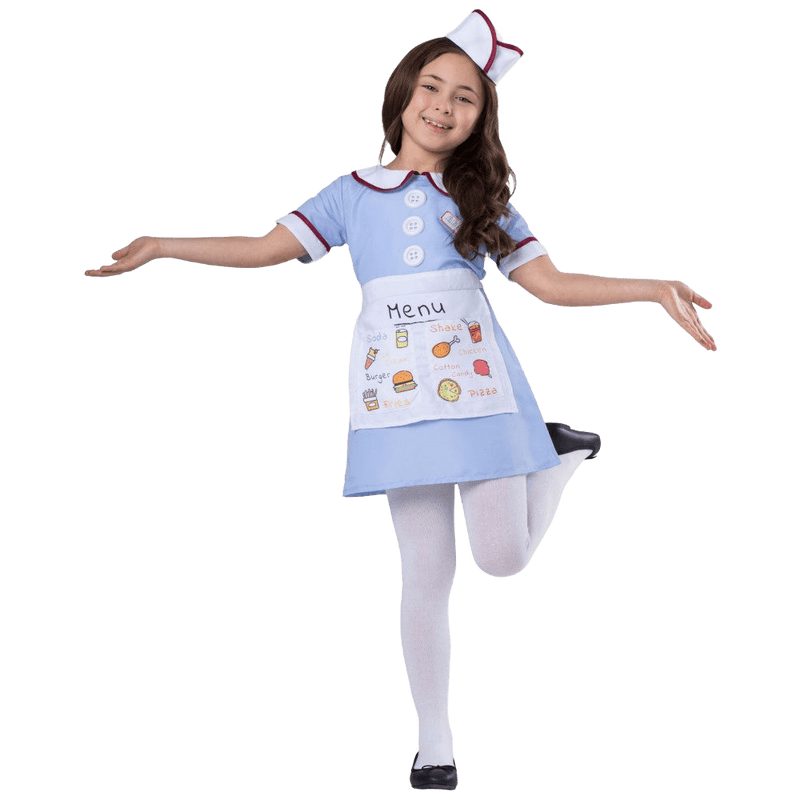 Kids Diner Waitress Costume Pretend Play Dress Up America