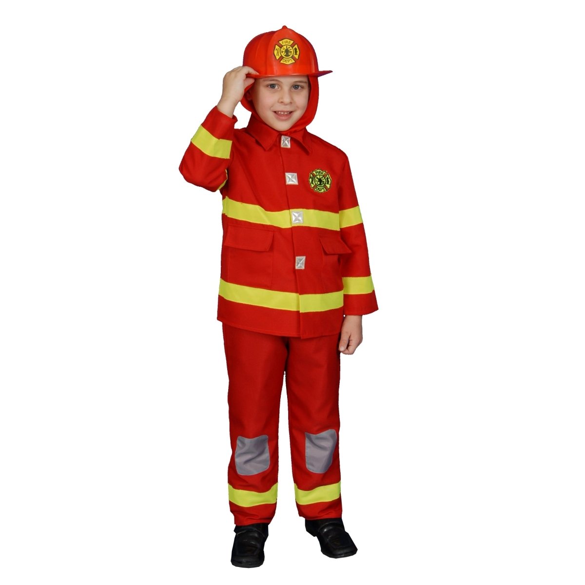 Kids Red Firefighter Costume Pretend Play Dress Up America