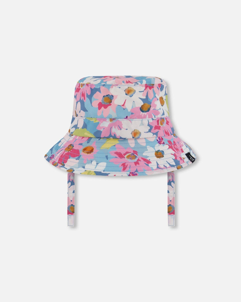 Kids Sun Hat – White, Pink & Green Floral UPF 50+ by Deux par Deux
