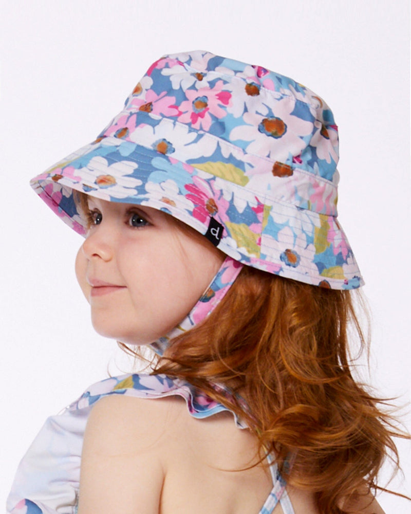 Kids Sun Hat – White, Pink & Green Floral UPF 50+ by Deux par Deux