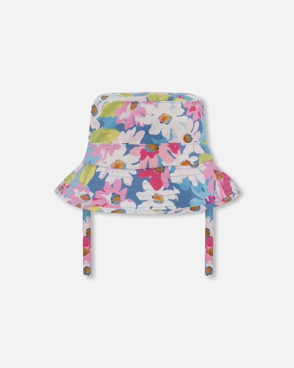 Kids Sun Hat – White, Pink & Green Floral UPF 50+ by Deux par Deux