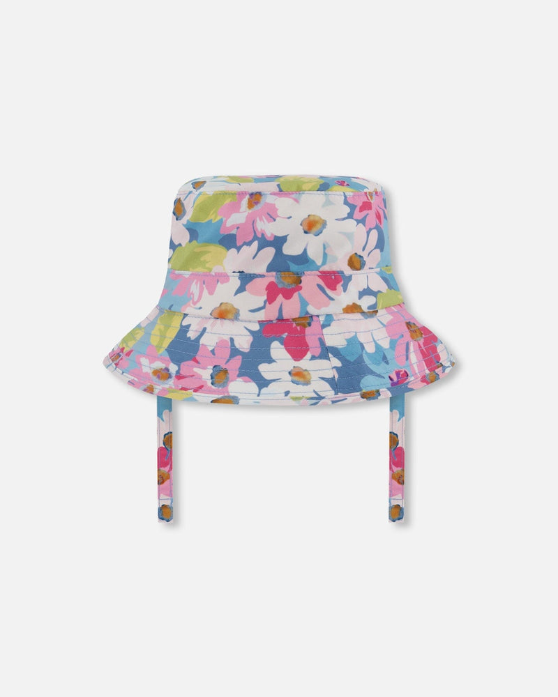 Kids Sun Hat – White, Pink & Green Floral UPF 50+ by Deux par Deux