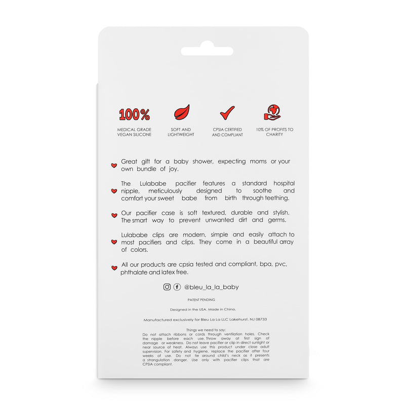 Lulababe Pacifier Set – Pacifier, Clip & Case for Little Explorers