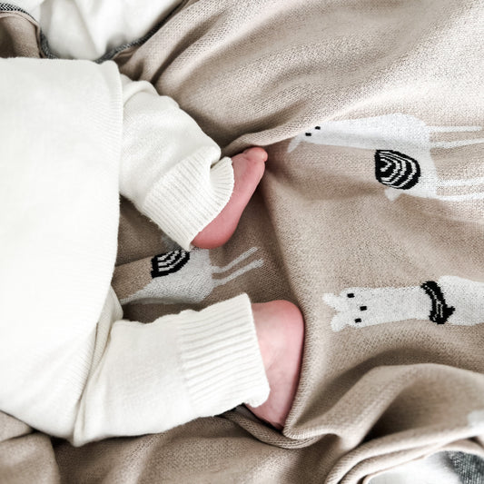 Luxury Knit Llama Baby Blanket – Soft & Breathable by Bleu La La