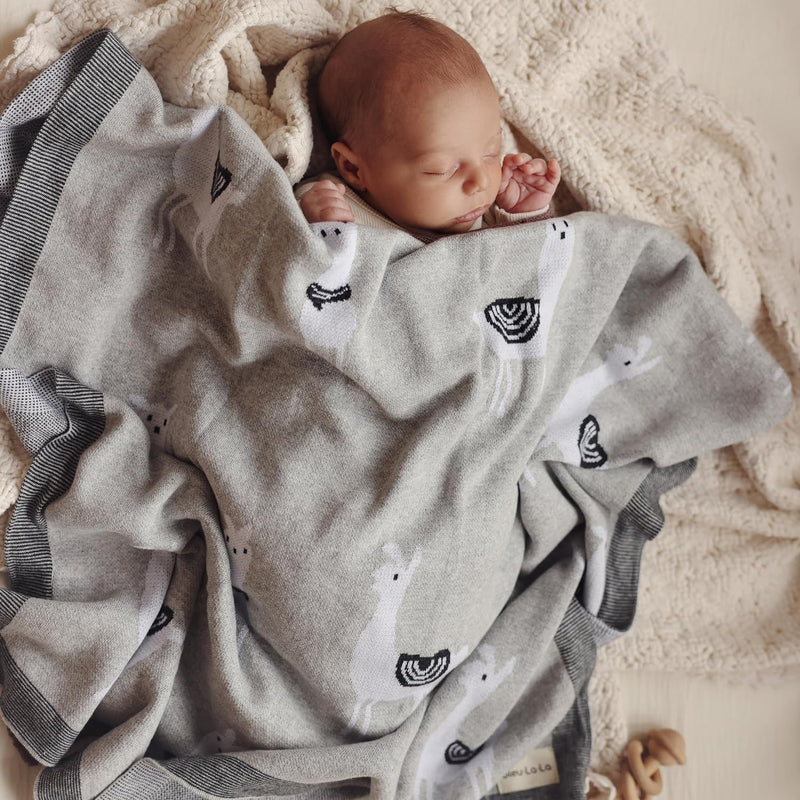 Luxury Knit Llama Baby Blanket – Soft & Breathable by Bleu La La