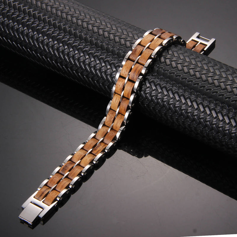 Stylish-and-functional-bracelet-made-with-wood-and-stainless-steel