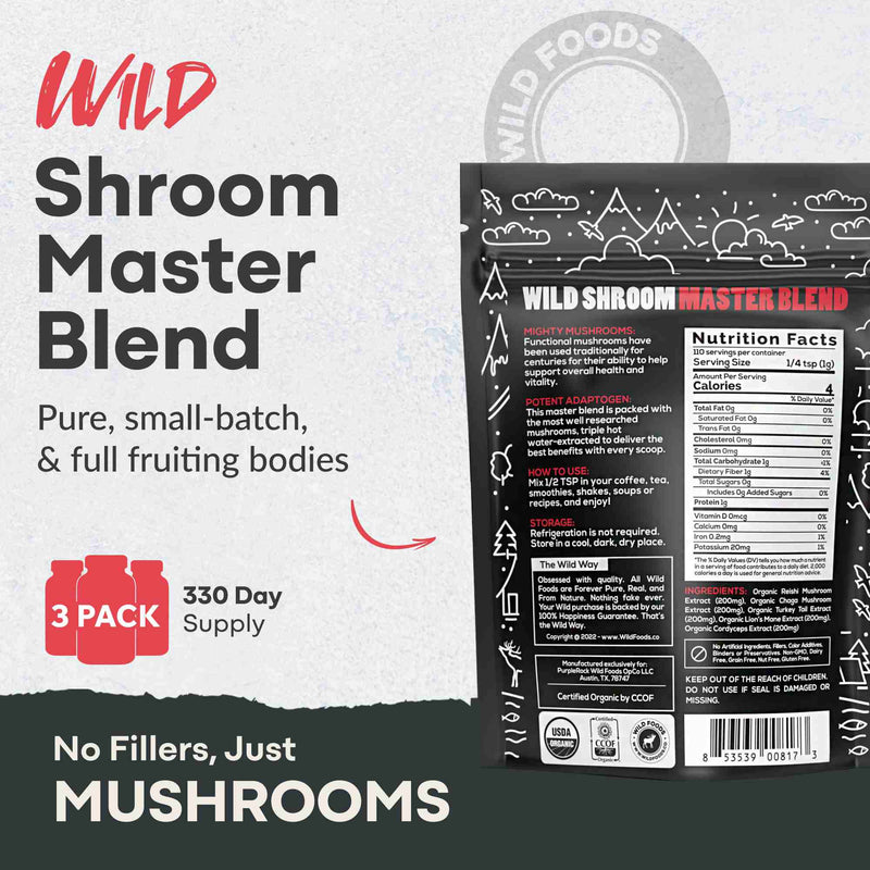 Master Mushroom Blend – Immune & Brain Boosting Super Shrooms by Wild Foods