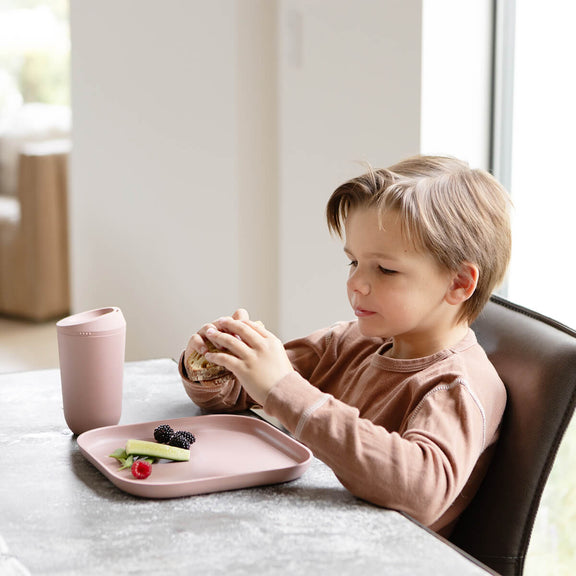 Mealtime Plate in Blush / ezpz Basics Line / Stylish, Durable Plates for Big Kids #color_blush