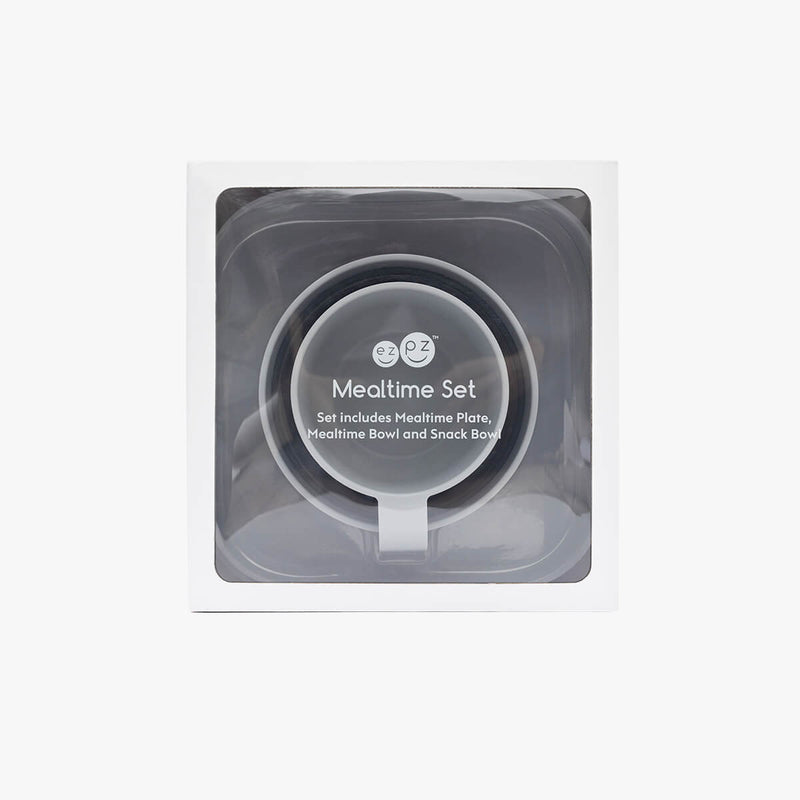 Mealtime Set in Pewter / ezpz Basics for Big Kids / Plates and Bowls #color_pewter / Mealtime Set – Durable, Stylish Tableware for Kids 5+ by ezpz