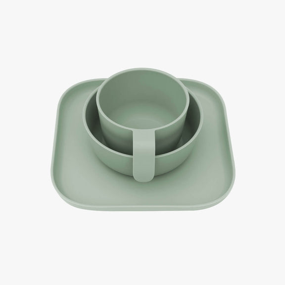 Mealtime Set in Sage / ezpz Basics for Big Kids / Plates and Bowls #color_sage / Mealtime Set – Durable, Stylish Tableware for Kids 5+ by ezpz