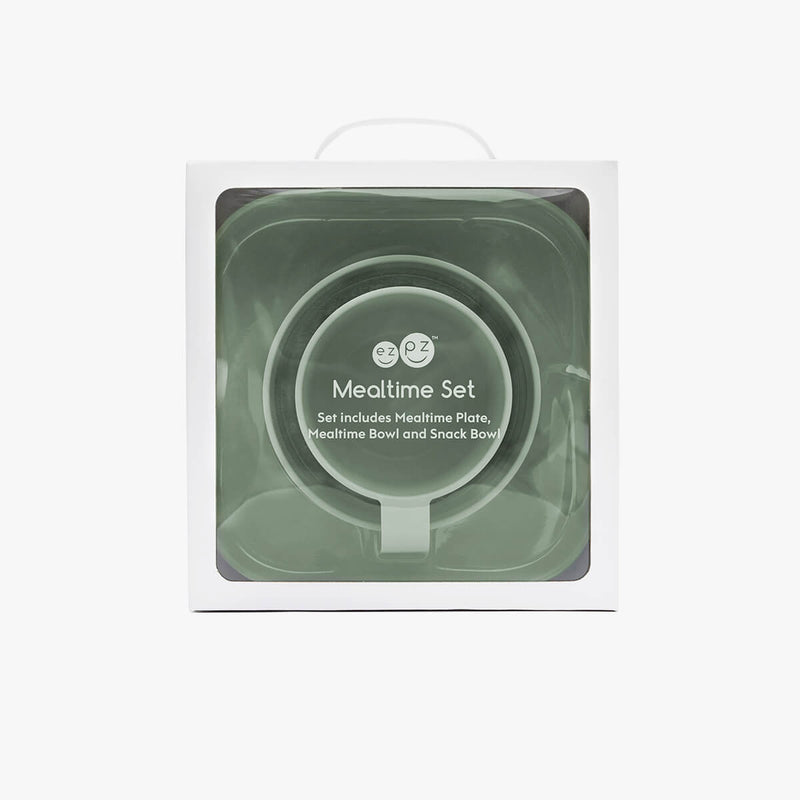 Mealtime Set in Sage / ezpz Basics for Big Kids / Plates and Bowls #color_sage / Mealtime Set – Durable, Stylish Tableware for Kids 5+ by ezpz