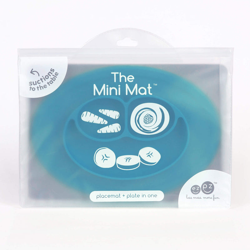 The Mini Mat in Blue by ezpz / Self-Suctioning Silicone Plate + Placemat #color_blue