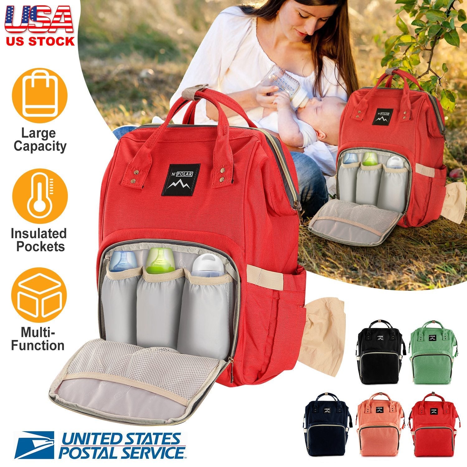 Mummy Diaper Bag Backpack – Water-Resistant, Large Capacity