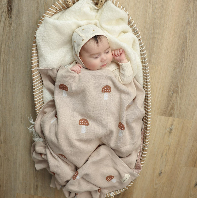Mushroom Knit Swaddle Blanket – Luxe Baby Wrap by Bleu La La