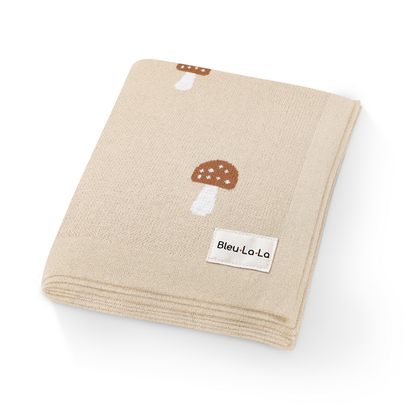 Mushroom Knit Swaddle Blanket – Luxe Baby Wrap by Bleu La La