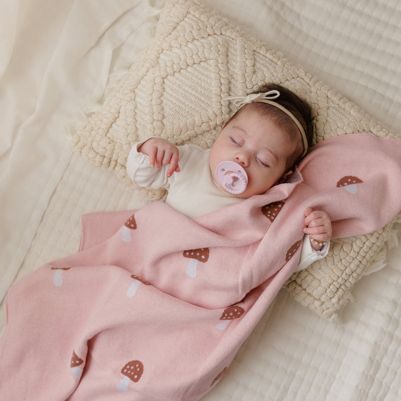 Mushroom Knit Swaddle Blanket – Luxe Baby Wrap by Bleu La La