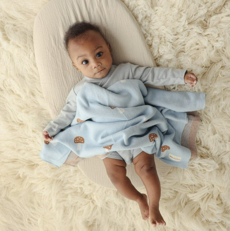 Mushroom Knit Swaddle Blanket – Luxe Baby Wrap by Bleu La La