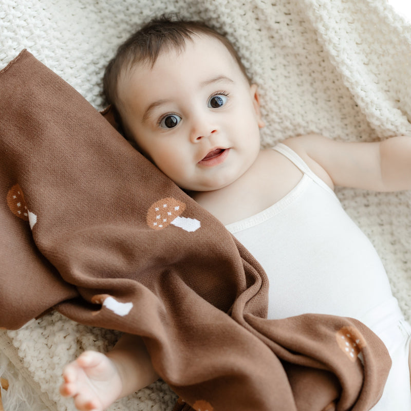 Mushroom Knit Swaddle Blanket – Luxe Baby Wrap by Bleu La La
