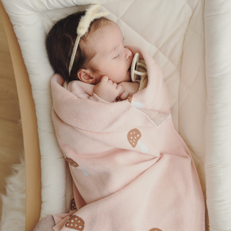 Mushroom Knit Swaddle Blanket – Luxe Baby Wrap by Bleu La La