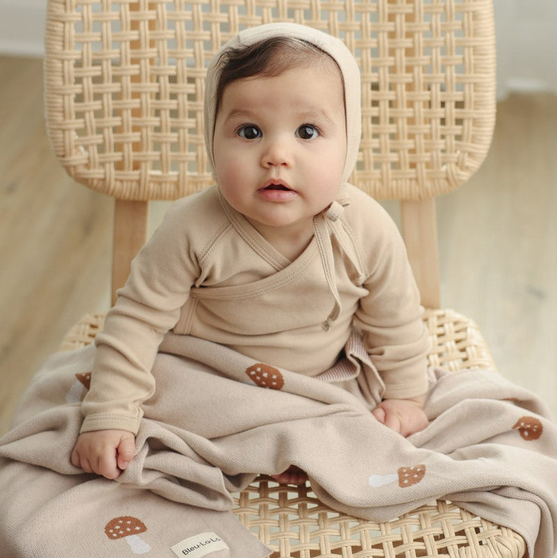 Mushroom Knit Swaddle Blanket – Luxe Baby Wrap by Bleu La La