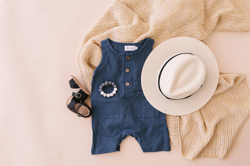 Navy Crop Linen Romper – Breezy Comfort for Busy Babes by Babe Basics