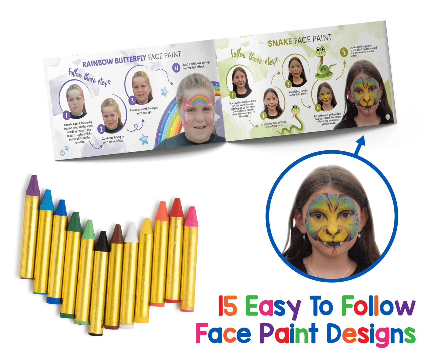 Non-Toxic Face Paint Crayon Set – 12 Colors Dress Up America
