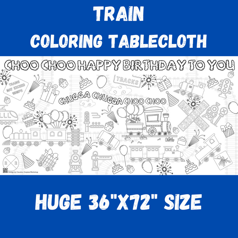 Train Birthday Coloring Tablecloth