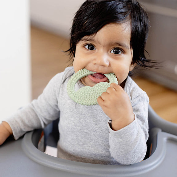 Pre-feeding set by ezpz in sage green includes the tiny pops and oral development tools (silicone teethers) #color_sage