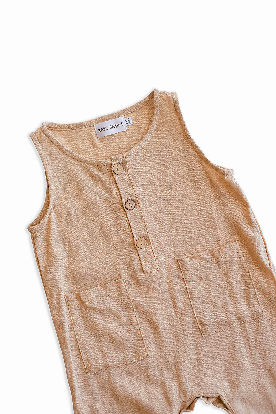 Oatmeal Linen Baby Romper – Breathable & Non-Toxic by Babe Basics