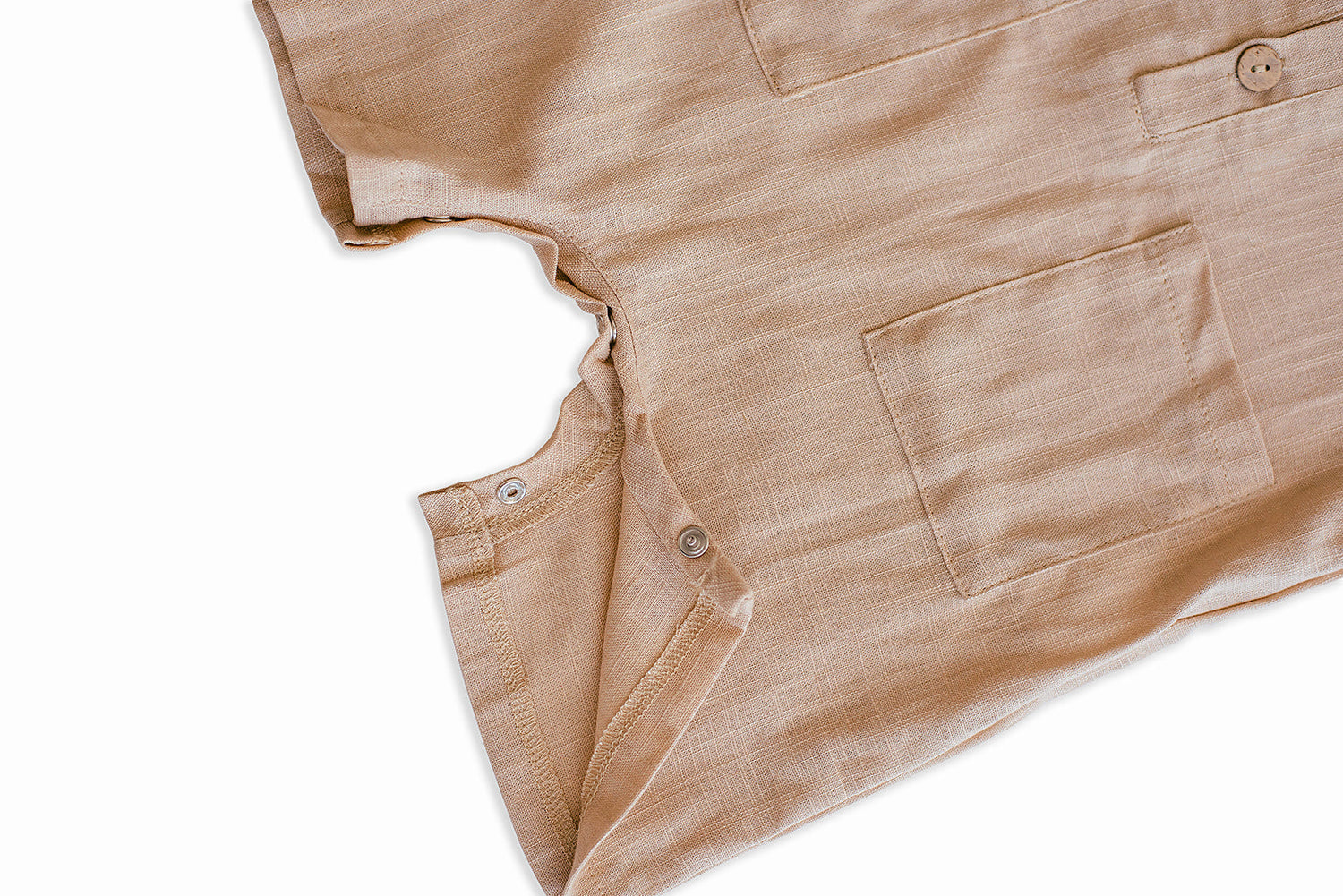 Oatmeal Linen Baby Romper – Breathable & Non-Toxic by Babe Basics