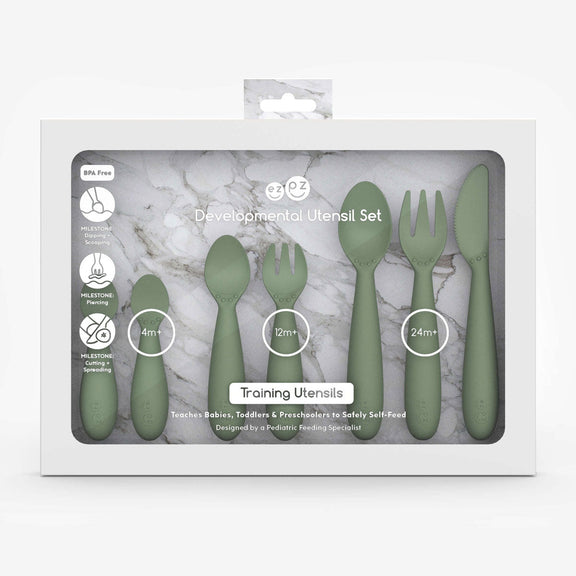 Olive Developmental Utensil Set – Smart Baby Self-Feeding Tools by ezpz 21