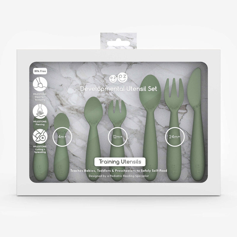 Olive Developmental Utensil Set – Smart Baby Self-Feeding Tools by ezpz 21