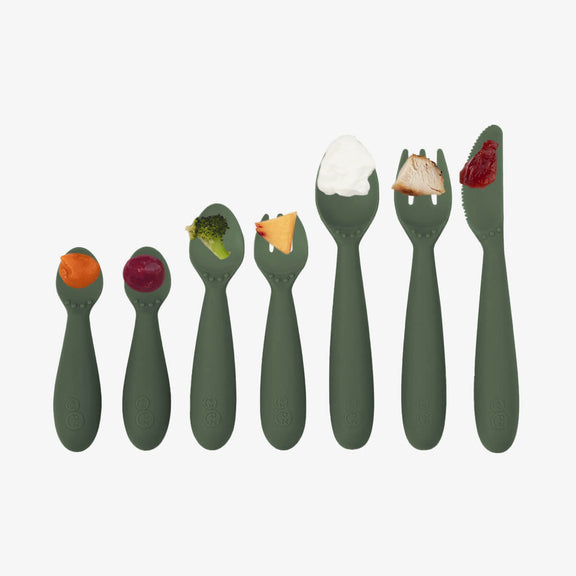 Olive Developmental Utensil Set – Smart Baby Self-Feeding Tools by ezpz